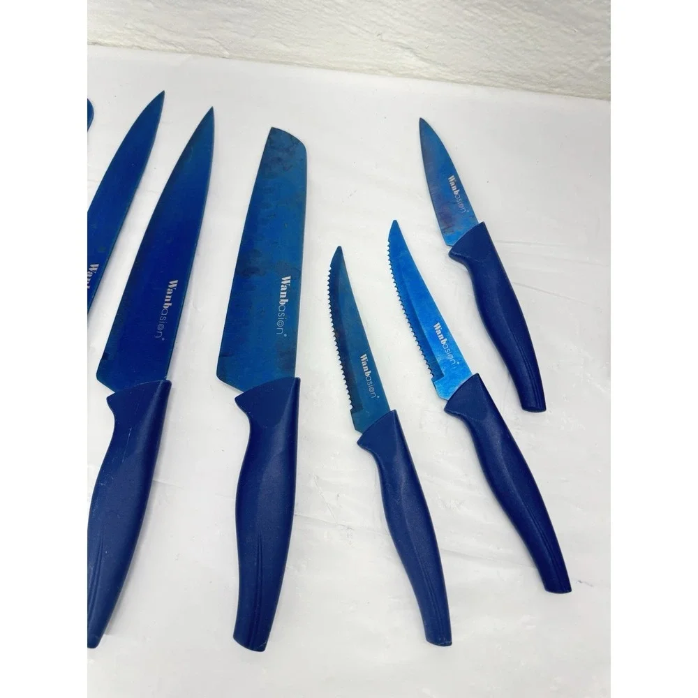 Wanbasion Kitchen Knife Set - 11 Piece Stainless‎ Steel Set Blue Preowned